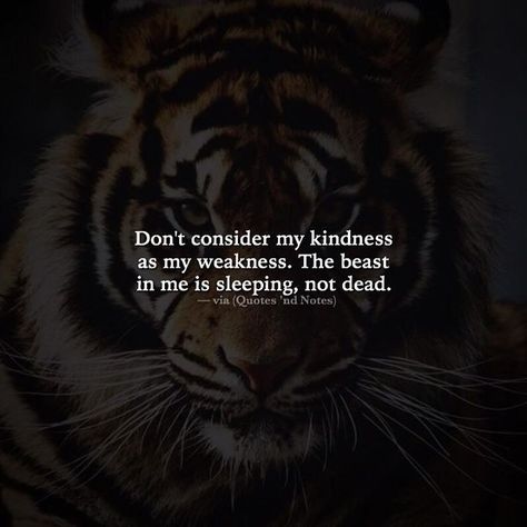 Don’t consider my kindness as my weakness. The beast in me is sleeping, not dead. —via http://ift.tt/2eY7hg4 Kindness For Weakness Quotes, Underestimate Quotes, Quote Kindness, Weakness Quotes, Dont Underestimate Me, Lion Quotes, My Weakness, Best Positive Quotes, Kindness Quotes