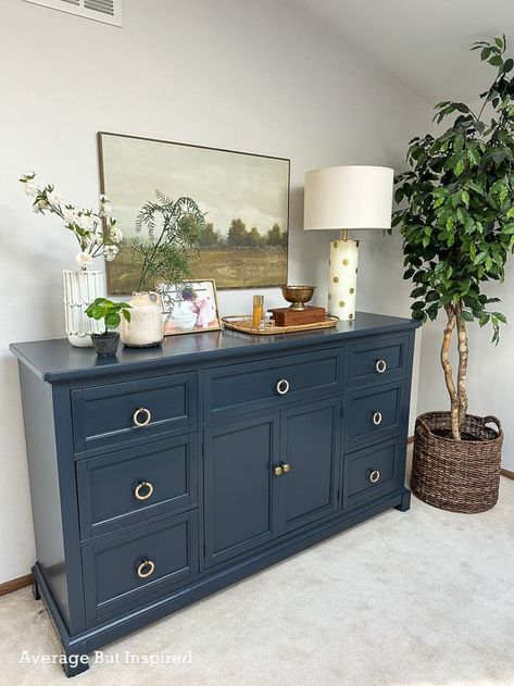 Transform a Dresser with Satin Enamels Paint: A Step-by-Step Guide Popular Dresser Paint Colors, Fusion Paint Dresser Makeover, Painted Dresser Makeover, Dresser Paint Colors, Sherman Williams Paint, Dresser Decoration, Painted Slate, Large Dresser, Painted Furniture Colors