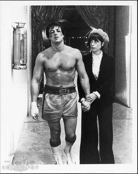 Sylvester Stallone and Talia Shire in Rocky (1976) Rocky Balboa, Sylvester Stallone, Balboa, Rocky, A Man, Walking