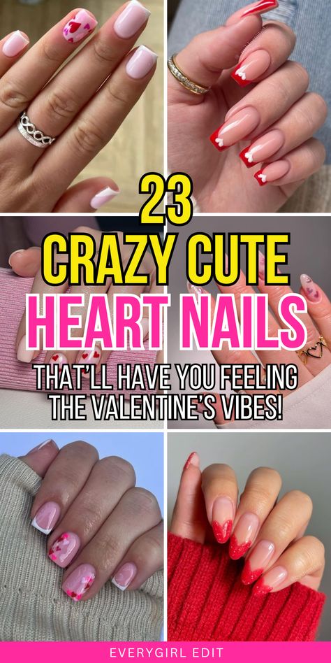 heart nails, heart nail designs, heart nail ideas, heart nail inspo, heart nail art, heart nails 2025, heart nail designs 2025, heart nail art 2025. Hello Kitty Valentines Day Nails, Valentine Nail Art Designs Heart, Valentines Disney Nails, Heart Tipped Nails, Heart Nail Designs Simple, Valentine Nail Art Designs Unique, Pink And Red Valentine Nails, Heart Nails French Tip, Valentines Gel Nails Ideas