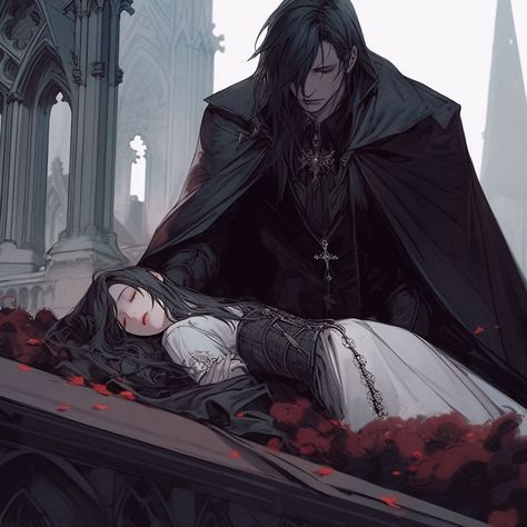 Vampire Anime Guy, Handsome Vampire, Exorcist Art, Black Hair Anime Guy, Vampire Romances, Aesthetic Goth, Vampire Boy, Vampire Art, Dark Anime Guys