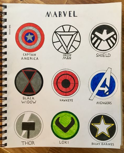 Hand-drawn marvel logos! Marvel Doodles The Avengers, Marvel Logo Drawing, Cute Marvel Doodles, Avengers Logo Drawing, Marvel Drawings Ideas, Things To Draw Marvel, Marvel Avengers Sketches, Marvel Journal Ideas, Marvel Things To Draw