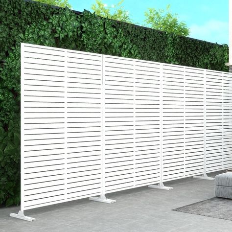 White Privacy Screen Outdoor, Metal Privacy Screen, Laser Cut Panels, Free Standing Wall, Privacy Screen Outdoor, Privacy Panels, Laser Cut Patterns, Side Yard, Screen Design