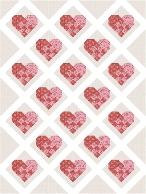 Woven Hearts: Free Pattern for a Classic Swedish Heart Quilt Heart Shaped Quilt Pattern, Heart Quilts Free Pattern, Woven Hearts Pattern, Heart Quilt Blocks Free Pattern, Fruit Quilt, Alabama Quilt, Heart Quilt Block, Pineapple Quilt Block, Quilt Design Wall