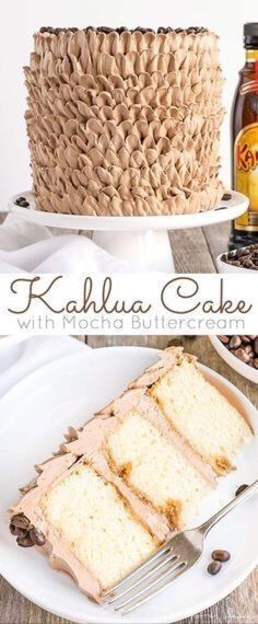 Mocha Buttercream, Kahlua Cake, Buttercream Ruffles, Weight Watcher Desserts, Coffee Liqueur, Dessert Aux Fruits, Low Carb Dessert, Buttercream Recipe, Decadent Cakes