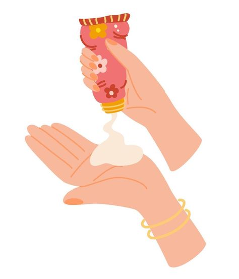 Sunscreen. Hands with cream, tubes and bottles of sunscreen products with SPF. Summer cosmetic. Sunblock, skin protection, skin care products. Vector Hand draw illustration Summer Cosmetic, Cosmetics Illustration, Packaging Template Design, Draw Hands, Draw Illustration, Hand Draw, Vector Hand, Skin Care Products, Cute Illustration