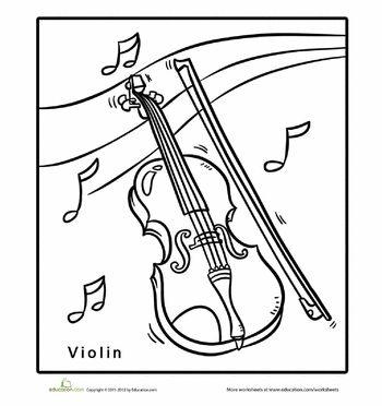 Worksheets: Violin Coloring Page Instrument Coloring Pages, Orchestra Classroom, Composer Study, Kindergarten Music, Violin Parts, Guitar Patterns, Learn Violin, Violin Lessons, Music Worksheets