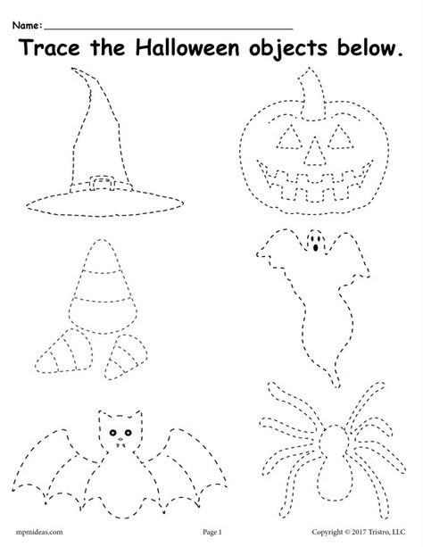 FREE Printable Halloween Tracing Worksheet! Halloween Worksheets Preschool, Halloween Tracing, Halloween Worksheets Free, Halloween Kindergarten, Halloween Worksheets, Free Preschool Worksheets, Worksheet For Kids, Halloween Preschool, Halloween Math