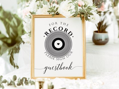 For the Record Sign Sign Our Record Guest Book Record - Etsy Vinyl Record Guest Book Sign, Guest Book Record, Record Guest Book, Wedding Guest Book Alternative Creative, Wedding Record, Record Wedding, Creative Wedding Guest Books, Wedding Guest Book Unique, Guest Book Wedding