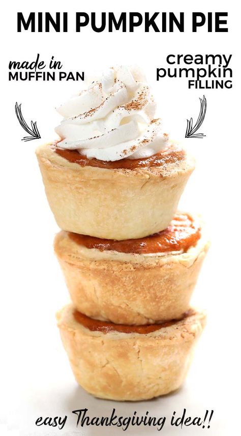 Mini Pumpkin Pies - Cakescottage Mini Pumpkin Pies With Cream Cheese, Mini Pumpkin Pie, Homemade Crust, Pumpkin Tarts, Thanksgiving Snacks, Pumpkin Treats, Homemade Pie Crust Recipe, Xmas 2022, Mini Pumpkin Pies