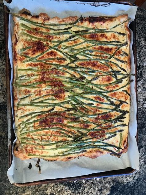 Asparagus, Goat Cheese & Tarragon Tart | Wiens Roth Family Asparagus Goat Cheese, Parchment Paper Baking, Vegetable Peeler, Recipes From Heaven, Red Pepper Flakes, Goat Cheese, Asparagus, Main Dishes, Denver