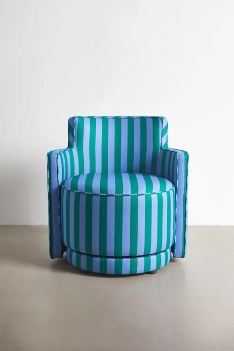 Rhea Chair | Urban Outfitters Swivel Accent Chairs, Leather Accent Chairs, Cushioned Chair, Small Chair For Bedroom, Modern Arm Chair, Bright Chair, Striped Chair, Reading Nooks, Leather Accent Chair