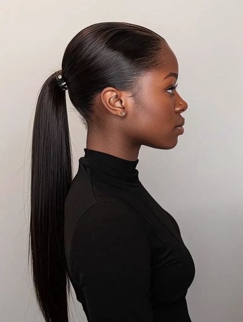 39 Ponytail Hairstyles for Black Women for 2024 Professional Ponytail Hairstyles, Lori Harvey Ponytail, Ponytail Extension For Black Women, Long Ponytail Hairstyles For Black Women, Low Ponytail Hairstyles For Black Women, Sleek Ponytail Black Women, Ponytail Hairstyles For Black Women, Natural Ponytail, Fashion Ponytail