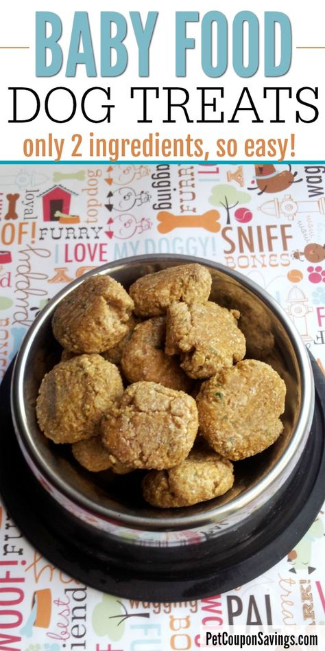 Baby Food Dog Treats Recipes, Basic Dog Treat Recipe, Dog Treats With Baby Food, Baby Food Dog Treats, Leftover Baby Food Recipes, 2 Ingredient Dog Treats, Pet Recipes, Soft Dog Treats, Dog Treats Homemade Easy