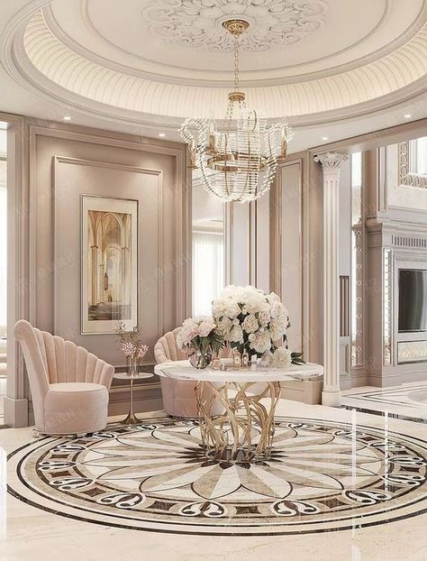 Entrance Ceiling Design, Entrance Ceiling, Gypsum Decoration, Classical Interior, Neoclassical Interior, Luxury Furniture Living Room, Home Entrance, Ceiling Design Bedroom, Lobby Interior