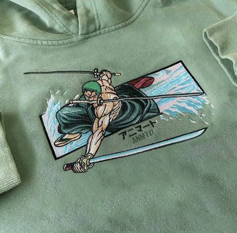 Zoro Sweatshirt, Zoro Embroidery, One Piece Embroidery, Animal Print Background, Anime Custom, Anime Clothing, Embroidery Design Download, Embroidery Hoodie, Anime Inspired Outfits