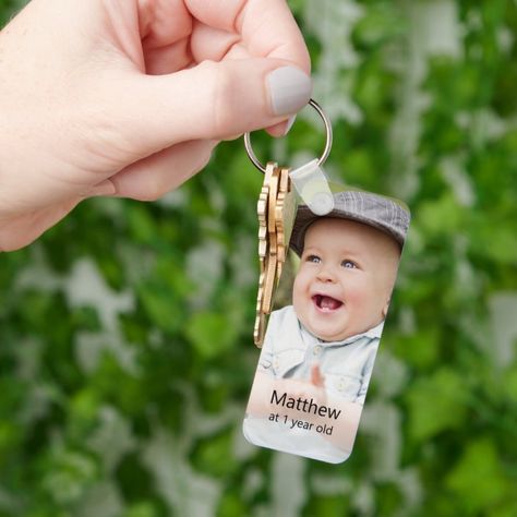 One year old photo memory first birthday souvenir keychain - Sympathy Tokens gifts Birthday Keychain, Souvenir Keychain, Souvenir Ideas, Personalized Keychains, 1 Year Birthday, Birthday Souvenir, One Year Birthday, 1st Birthday Photos, Baby Birth Announcement