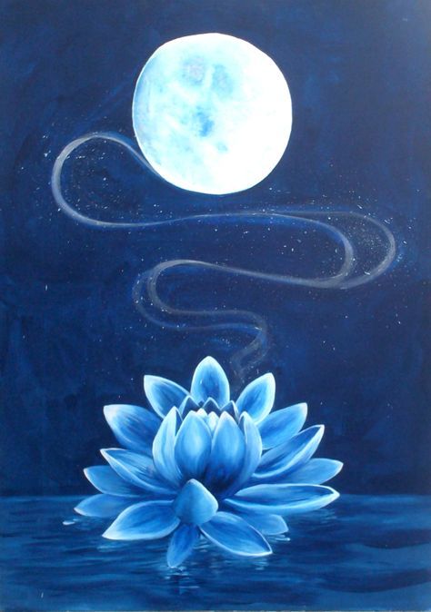 Moon Tattoo Meaning, Tattoo Meaning, Moon Tattoo, Lotus Flower, Full Moon, Lotus, Moon, Water, Blue