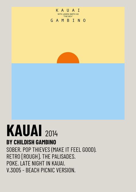 CHILDISH GAMBINO KAUAI 2014, Alternative Minimalist Polaroid Poster Childish Gambino Kauai Poster, Childish Gambino Album Cover, Childish Gambino Poster, College Posters, Album Pictures, Minimalist Polaroid Poster, College Poster, Album Wall, Kawaii App