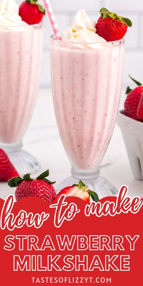 Homemade Strawberry Milkshake, Strawberry Shake Recipe, Strawberry Milkshake Recipe, Frozen Strawberry Recipes, Milkshake Recipe Strawberry, Homemade Milkshake, No Bake Summer Desserts, Fresh Strawberry Recipes, Milkshake Recipe