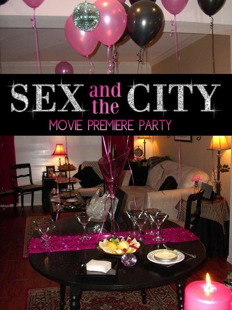 Sec And The City Theme Party, Movie Premiere Party, Ladies Night Party, City Party, Theme Nights, City Theme, Girls Party Decorations, Girls Night Party, Lingerie Party