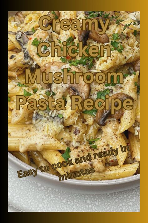 #chickenmushroompasta#chickenmushroomfettuccine#creamychickenandmushroompasta#spicymushroomchickenpasta#mushroompasta Heavy Cream Chicken, Creamy Chicken Mushroom Pasta, Cream Of Mushroom Pasta, Creamy Chicken Mushroom, Chicken Mushroom Pasta, Cream Of Mushroom Chicken, Baked Pasta Dishes, Cream Cheese Pasta, Mushroom Recipes Pasta