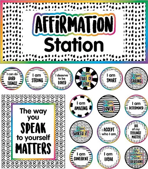 Affirmation Station Classroom, Growth Mindset Classroom Decor, Motivational Bulletin Boards, Mindset Bulletin Board, Growth Mindset Bulletin Board, Affirmation Station, Growth Mindset Classroom, Carson Dellosa, Bulletin Board Sets