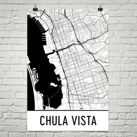 Vista Print, Modern Art Styles, Beautiful Roads, City Map Art, Chula Vista, Modern Map, Art Carte, Wall Maps, Map Art Print