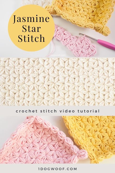 Crochet Jasmine Stitch In The Round, Crochet Flower Stitch Pattern, Star Stitch Crochet Blanket, Crochet Star Stitch Blanket, Jasmine Crochet Stitch, Jasmine Stitch Crochet, Star Stitch Crochet, Knot Magic, Crochet Star Stitch