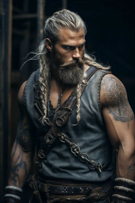 Viking Man Aesthetic, Viking Hair Male, Viking Makeup Men, Viking Hairstyles Male, Viking Warrior Men, Grey Bearded Men, Good Man Quotes, Viking People, 50 Year Old Men