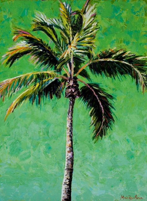 Paintings Of Flowers, Flowers And Animals, Beach Art Painting, Palm Tree Art, Coconut Palm Tree, Coconut Palm, Plaster Art, Tropical Art, Coconut Tree