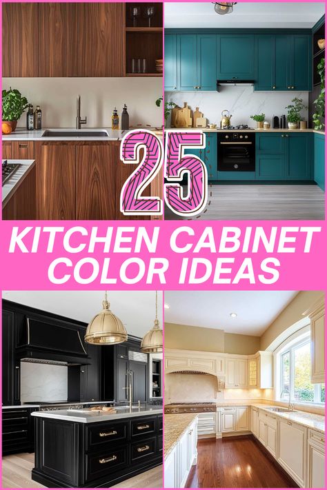 Looking for the perfect kitchen cabinet color ideas? From classic white to bold navy blue, explore these 25 colors that will make your kitchen feel stylish and unique! #KitchenIdeas, #CabinetColors, #KitchenInspiration, #HomeDecor, #InteriorDesign Kitchen Ideas With Color, Kitchens With Colored Islands, Kitchen Cabinet Accent Color, Contrast Kitchen Island Color Combos, 2025 Cabinet Color Trends, Classic Kitchen Colors, Cabinets Color Ideas Kitchen, Cabinet Colour Ideas, Color Schemes For Kitchens