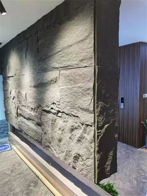 Stone Wall Design Outdoor, Granite Stone Wall, Pu Stone Wall, 3d Stone Wall, Stone Wall Panels, Dental Office Design Interiors, Stone Building, Stone Accent Walls, Stone Wall Design