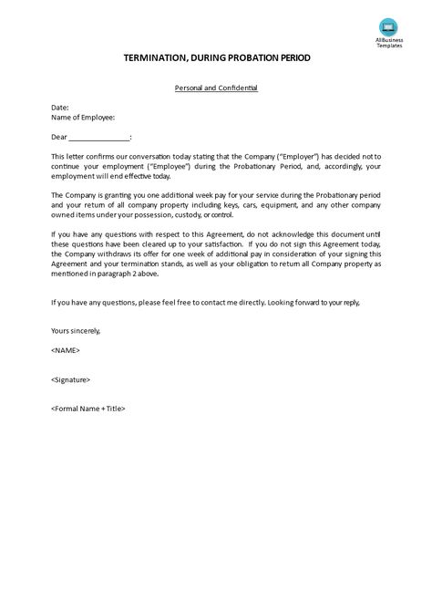 Termination, During Probation Period - How to write a Termination, During Probation Period? Download this Termination, During Probation Period now! Formal Resignation Letter Sample, Resignation Letter Format, Termination Letter, Graphic Resume, Notice Period, Employment Contract, Meeting Template, Short Resignation Letter, Professional Resume Examples