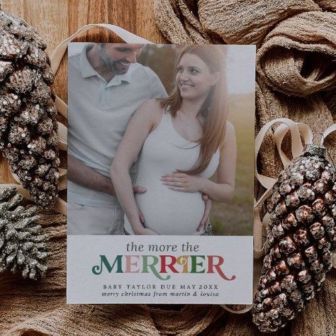 $2.66 | Colorful The More The Merrier Pregnancy Photo #cute the more the merrier, gold holiday pregnancy announcement, pastel green holiday photo, simple parents to be christmas, fun pregnant photo christmas, modern new baby photo announcement, typography expecting baby picture, creative emerald green cardinal red, green red gold pattern k111, colorful blush pink year 2022 Holiday Pregnancy Announcement, Fun Typography, The More The Merrier, Christmas Pregnancy Announcement, Baby Announcement Photos, Pink Emerald, Red Blush, Christmas Pregnancy, Pregnancy Photo