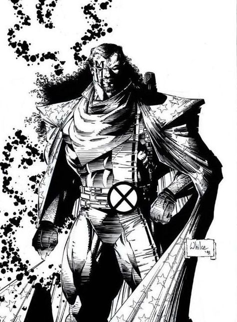 Bishop by Whilce Portacio Comic Book Storage, Black And White Comics, Comic Book Artwork, Ultimate Spiderman, Marvel Comic Character, Silver Surfer, Man Thing Marvel, Marvel Vs, Comic Book Covers