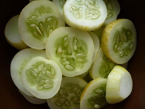 Lemon Cucumber Pickles | sweet miscellany Lemon Cucumber Pickles, Lemon Cucumbers, Summer Burgers, Cucumber Pickles, Cucumber Canning, Lemon Cucumber, Summer Veggies, Cucumber Recipes, Distilled White Vinegar