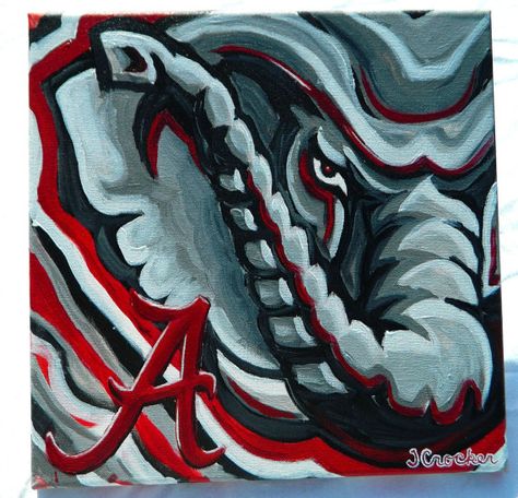 truck Alabama Paintings On Canvas, Alabama Elephant Painting, Alabama Painting, Ideas Painting Canvas, Alabama Elephant, Tide Logo, Alabama Crimson Tide Logo, Football Canvas, Alabama Football Roll Tide