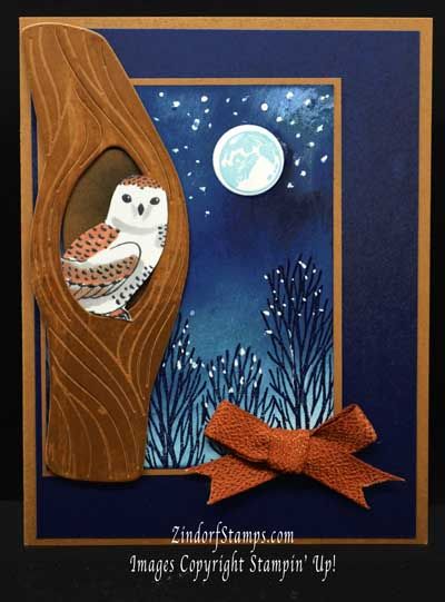 Night Owl Card | Zindorf Stamps Winter Owls Stampin Up Cards, Winter Owls, Stampin Up Card Ideas, Owl Cards, Winter Owl, Card Magic, Owl Punch, Owl Card, 2022 Christmas