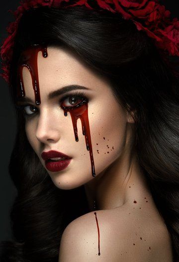 Halloween Makeup Blood, Blood Effect, Blood Makeup, Blood Photos, Halloween Beauty, Halloween Eye Makeup, Scary Makeup, Halloween Costumes Makeup, Horror Movie Characters