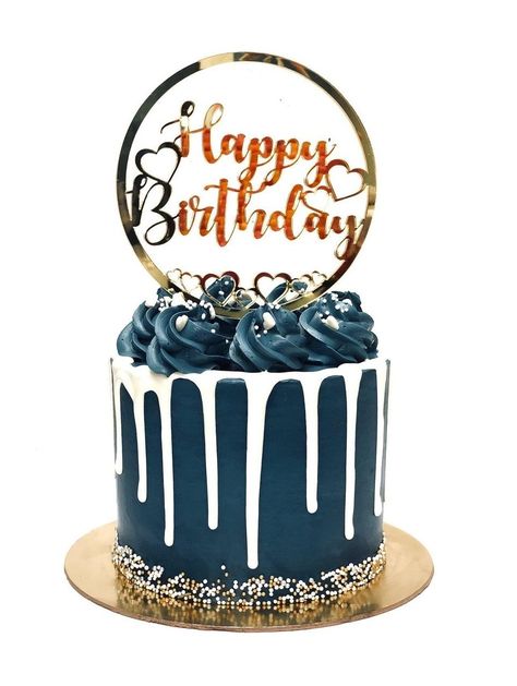 Blue Birthday Cakes Men, 27th Birthday Cake Men, Blue Men Cake, Blue Cake Ideas Birthday Men, Dark Blue Birthday Cake For Men, Blue And White Drip Cake For Men, 27th Birthday Cake, 27th Birthday, Fresh Salad Recipes