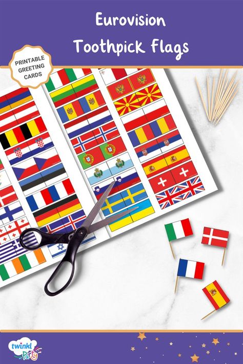 Eurovision Food Ideas, Eurovision Themed Party, Eurovision Party Decorations, Eurovision Party Ideas, Eurovision Party Food, World Flags Printable, Eurovision Party, Eurovision 2023, Flag Printable