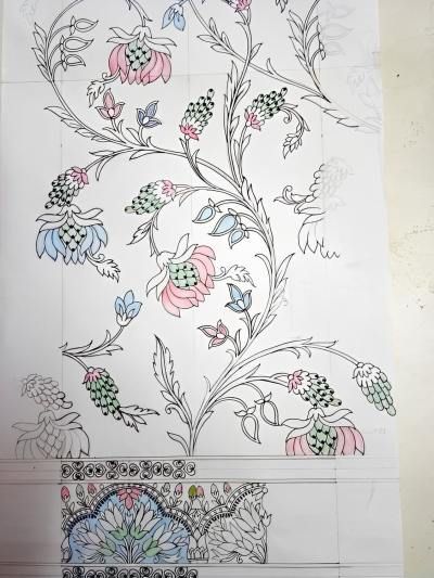 Border and jaal big sketch design art Flower Pattern Drawing, Pola Bordir, Textile Prints Design, Floral Border Design, Border Embroidery Designs, Border Embroidery, Embroidery Works, Embroidery Flowers Pattern, Embroidery Motifs