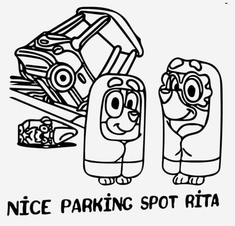 Nice Parking Spot Rita Svg Bluey, Bluey Cricut, Disney Svgs, Free Cricut Images, Cricut Explore Air Projects, Bluey Svg, Cool Stencils, Cricut Svgs, Cricut Cuttlebug