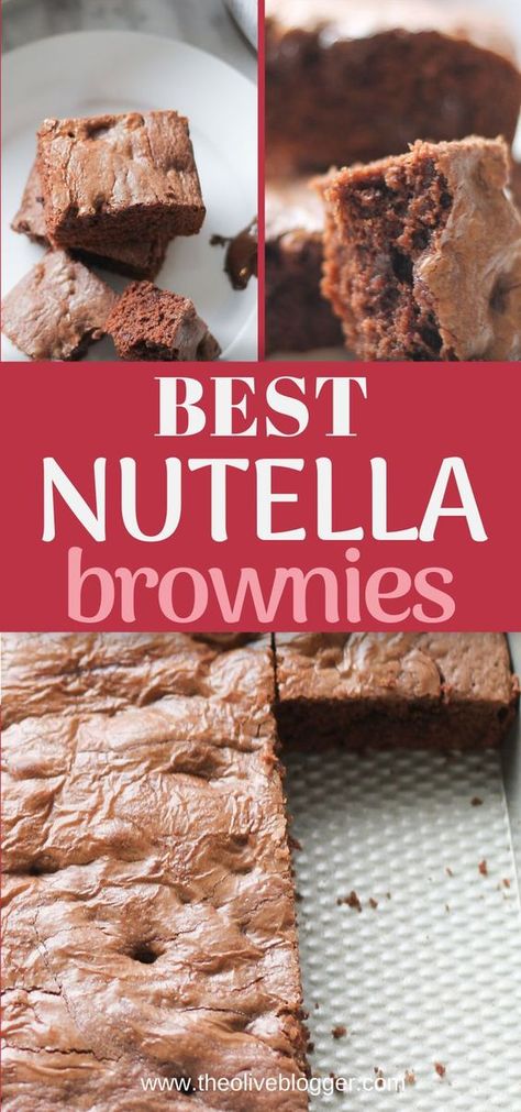 Brownies Nutella, 3 Ingredient Nutella Brownies, Easy Nutella Brownies, Nutella Recipes Brownies, Nutella Snacks, Homemade Brownies Easy, Nutella Recipes Easy, Nutella Fudge, Nutella Desserts