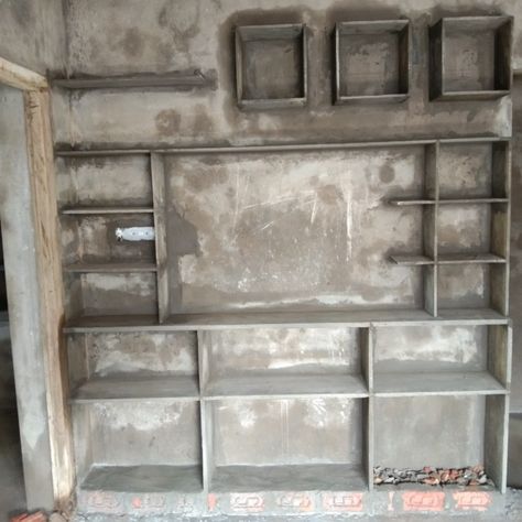 Tv Wall Cement Design, Cement Showcase Designs, Hall Self Design With Cement, Tv Cupboard Design For Hall With Cement, Cement Cupboards In Hall, Tv Wall Design With Cement, Cupboard Design For Hall, Tv Cupboard Design For Hall, Tv Shelf Ideas