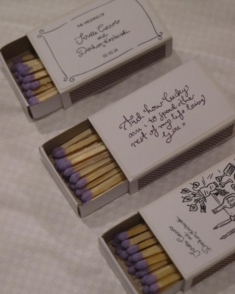 One of the many DIY things we did for our wedding and one of my fave keepsakes that sat on the bar for guests to take. Of course you know I had to order purple matches to suit the theme 🤍 Wedding Personal Touches, Fan Wedding Favors, Reception Gifts, Fan Favors, 2025 Wedding, Diy Things, Wedding Vision, How Lucky Am I, Garden Party Wedding