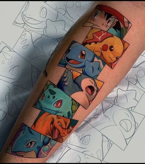 Pokeball Tattoo, Charmander Tattoo, Charizard Tattoo, Pokemon Sleeves, Blitz Tattoo, Nintendo Tattoo, Pokemon Tattoos, Video Game Tattoos, Pikachu Tattoo