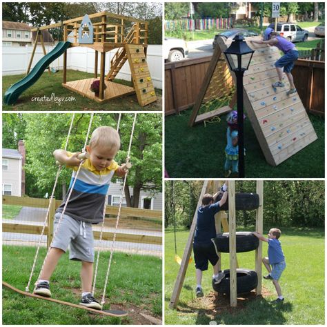 The Best Backyard DIY Projects for Your Outdoor Play Space Jungle Gym Diy Outdoor, Pallet Jungle Gym Diy, Diy Backyard Jungle Gym, Diy Jungle Gym Backyards Simple, Outdoor Projects For Kids, Outdoor Collage, Homemade Playground, Outdoor Jungle Gym, Playset Plans