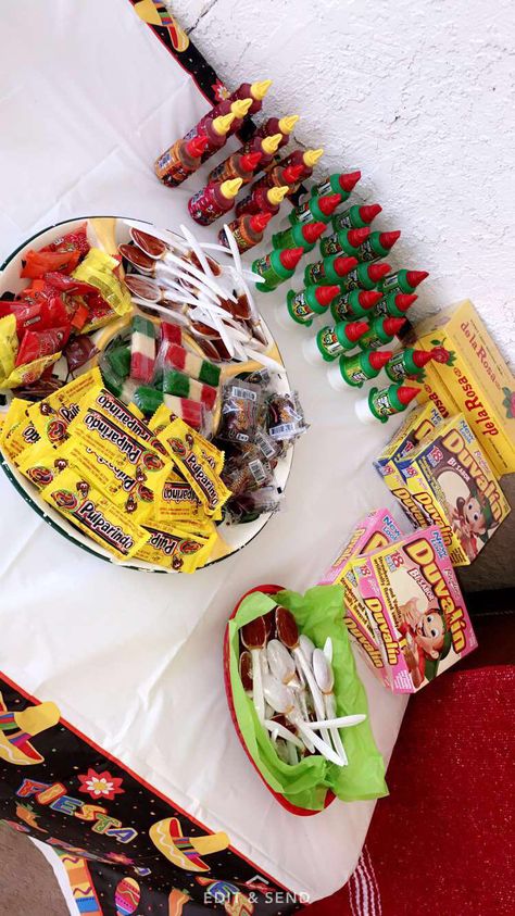 Mexican Candy Table Ideas Quinceanera, Fiesta Candy Table, Candy Tables, Mexican Candy Buffet, Mexican Candy Table Ideas, Mexican Theme Dessert Table, Mexican Treat Table, Mexican Dessert Table, Mexican Theme Baby Shower